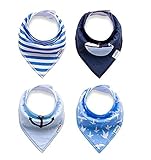 MUZJOY 赤ちゃん よだれかけ ベビー 三角 スタイビブ 食事用エプロン おむつケーキ バンダナ型 スナップ サイズ調整可能 (4枚セット 2層 綿100％) 新生児 出産祝い
