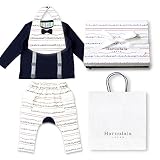 Haruulala Japan(ハルウララ) 出産祝い 男の子 オーガニックベビー服3点セット (スタイ トップス パンツ) (ロング＿紙袋付き, ボン・ボヤージュ)