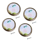 SunniMix 4個　ラウンド　キャビネット　ドア　引き出し　取っ手ノブ　ハンドル　プルノブ　タンポポと蝶パターン　部屋　装飾