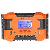 Anself 30A/40A 12V 24V LCD ソーラー充電コントローラ パネルバッテリーレギュレータ 自動過負荷保護 温度補償 デュアルUSB＆DCスイッチ