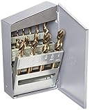 Chicago Latrobe 559 Series Cobalt Steel Short Length Drill Bit Set In Metal Case, Gold Oxide Finish,