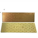 RaiFu キッチンゴールドカラーメッシュハニカムナイフ削りコランダム砥石　軽量プレート砥石 400/1000目