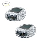 CHEEKON 2-Pack Solar Pebble Lights, Polyresin materials,Grey