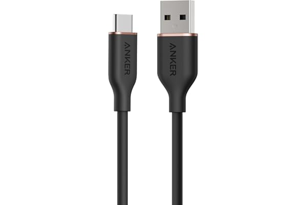 Anker USB-C ＆ USB-A ケーブル (Flow) 絡まないケーブル 15W 結束バンド付き USB-C機器対応 シリコン素材採用 Galaxy iPhone 16 / 15 各種対応 0.9m ミッドナイトブラック