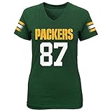 NFL Girls 7 – 16 Jordy NelsonグリーンベイPackersメインストライプVネックPlayer Name & Number半袖Tシャツ、ハンター、スモール/ ( 7 – 8 