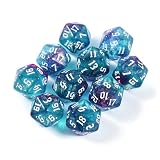 Yourandoll 10個 多面体ダイス D20 サイコロ 20面ダイス 20mm DND TRPG MTG サイコロなどテーブルゲーム用 (グリーン パープル)