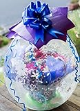 バルーンフラワー 花柄 ブルー パープル 系 （ 生花 が バルーン の中に入ったバルーン フラワー ) サプライズ ギフト
