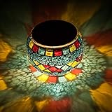 LEDGLE テーブルランプ ガーデンライト 卓上ライト ガラスランプ モザイクガラスライト イルミネーションライト ソーラー式 LED ライト 夜間自動点灯 IP44防水 庭 ベランダ 玄関 テーブ