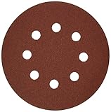 Bosch SR5R120 Random Orbit Sander Hook and Loop 8 Hole Disc 5-Inch 120 Grit Sand Paper, Red, 5-Pack 