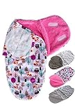 Wonder MiracleおくるみブランケットSleepsack新生児ベビーラップ、ソフト暖かいマイクローフリースVelcro Blanket with extra Zip for Boy or G