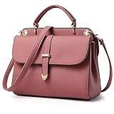 LWK レディーズハンドバッグ、トップハンドル、女性のためのPUレザーファッションハンドバッグ KK352 (ピンクのゴム)