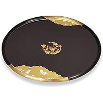 Amazon｜ミタニ 山中漆器 盆 黒 30cm 山中塗 梅の華 10.0 丸盆