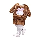 ベビー服 女の子パジャマ 子供服 Pojour 可愛兎Ｔシャツ＋パンツ上下セット 暖かい 長袖裏毛パジャマ オシャレ 秋春 綿 通園 発表会 旅行 記念日 プレゼント