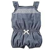 カーターズ Carter's ロンパース 刺繍 シャンブレー 半袖 綿100% Embroidered Chambray Romper 3M (55-61cm) [並行輸入品]