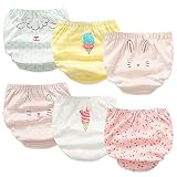[Comfort U] 女の子 パンツ 6枚セット 女児用ショーツ 下着 綿100% 通気 肌着 柔らかい 吸湿 快適 子供 パンツ インナー 幼児 保育園用 水玉 うさぎ柄 90 100 110 120 130 140 (140, 水色)