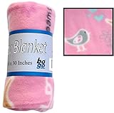 30x30 Inch Soft Fleece Baby Blanket - Assorted Style Print and Solid Blankets by bogo Brands (Pink B