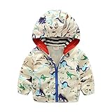 ALLAIBB ベビー アウター 長袖 秋 男の子 キッズ パーカー 裹メッシュ ジャンパー フード付き かわいい size 120 (恐竜 ホワイト)