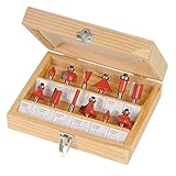 Silverline 792084 1 4" Shank Tct Router Cutter Bit Set With Wooden Case 12 Pce