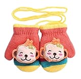 [ハッピーモンキー]文字列ガールズボーイズラブリー冬のミトン付きニット手袋