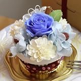 fleurcocoオリジナル　【プリザーブドフラワーギフト】枯れない魔法のお花のプチフラワーケーキ♪ポッピングブルーミント:S　誕生日プレゼント 結婚祝い ギフト お祝い プレゼント