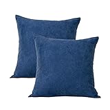 Topfinel クッションカバー リネンっぽい 40×40cm 北欧 おしゃれ 綿麻 無地 ソファ背当て 装飾枕カバー 座布団カバー ネイビー 2枚セット（全10色）