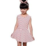 Domybest　子供服　ベビー服 女の子 ワンピース　赤ちゃん　女児　チュチュスカート　サンドレス 可愛い ドレス ガールズ　ボーダー　春　夏　誕生日 通園　通学　お出かけ　普段着 (100（2-3