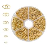 Yisomideg 二重丸カン 4mm/5mm/6mm/8mm/10mm/12mm 6種 約680個 ジャンプリング 金具 基礎パーツ キーホルダー パーツ スプリットキーリング クラフト用品 鉄製 DIY用 ブレスレット (ゴールド)