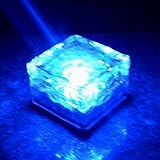 選べる4色 ソーラー 充電式 LED ガーデンライト キューブ 型 防水 自動点灯 埋め込み式 屋外照明 (青（ブルー）)