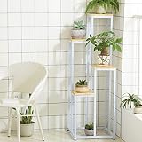スチールシェルフ多層屋内多機能シェルフバルコニー錬鉄製の装飾的なラック屋外の植物のディスプレイスタンド (色 : 白)
