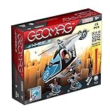 Geomag Wheels 15-Piece Police Transportation Vehicle Magnetic Construction Building Toy, Helicopter 