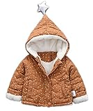 (クレア)Qurea ベビー ジャンバー お出かけ ウェア ボディ パーカー 星 ドット 水玉 あたたか かわいい(100,ブラウン)