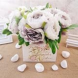 Sharplace 結婚式　母の日　1束　人工牡丹　造花　花束　卓上のセンターピース　美しい　花束　全2色　 - ピンク