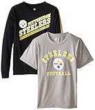 ピッツバーグスティーラーズクラシックFade Youthコンボ長袖/半袖Tシャツ XL グレイ