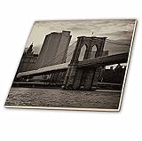 3dRose ct_98343_2 Brooklyn Bridge, East River, Part of Nyc Skyline in Sepia-Ceramic Tile, 6-Inch [並行