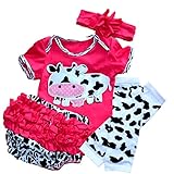 Milk Cow Short Sleeved TシャツPPパンツヘッドバンドレギンスfor Baby Girls