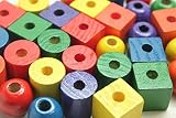 30 Random Wood Lacing Beads Busy Bag - Perfect Fine Motor Learning Activity for Toddlers and Prescho