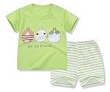 Onesall 子供服 ベービ服 Tシャツ＆パンツ 上下2セット ショットパンツ 夏 半袖 男女兼用 お出かけ 出産祝い 可愛い80－110㎝ (100cm, グリーン)