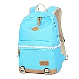 (キープビン)Keepbin リュックサック リュック ディパック 人気 高校生 中学生 学生 通学 女子 レディース かわいい 大容量 おしゃれ ドット柄 レース キャンバス スカイブルー