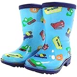 ミキハウス ホットビスケッツ(MIKIHOUSE HOT BISCUITS) 働く車&お花☆レインブーツ(長靴) 18cm ブルー 70-9411-785