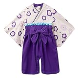 (エーケー) AK Style ベビー キッズ 袴 ロンパース 初節句 お食い初め お正月 ひな祭り お宮参り 女の子 150421-3(パープル-80)