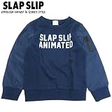 SLAP SLIP(スラップスリップ) 裏毛「異素材切替」長袖トレーナー・インディゴ 【1603】【C】 120 インディゴ(05)