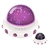 DONGSHEN  UFO型LED星投影機 360度回転 ロマンチック装飾 LEDナイトライト 子供用 パープル DD1861