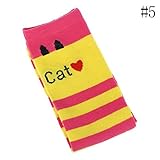 Nice Days（ナイス　ディズ） 靴下 女の子 キッズソックス オーバーニーソックス 子供用ハイニーソックス 可愛い 猫柄 綿製 42cm (5#)