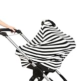 Sumnacon 授乳ケープ ポンチョ　ママたち　赤ちゃん 多機能　ベビーカーシートカバー　ショッピングカートカバー　防風 プレゼント（ストライプ）