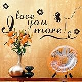 MLMブラックI Love You More昆虫花Quote Sayingリムーバブルビニール壁ステッカーホームデカール装飾キッズ寝室DIY