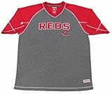 MLBシンシナティレッズメンズFine GaugeメッシュVネックラグランシャツ L レッド