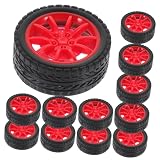 NUOBESTY タイヤ ホイール おもちゃの車用 20個セット 30mm 深赤 ゴム車輪 2mm軸穴 DIY 工作 理科実験 ロボット 模型 交換用 車輪パーツ 30×11mm 子ども教材 クラフト向け