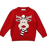 ノーブランド品 子供服　キッズ 子供ニット セーター キッズニット 長袖 クリスマス レッド　90cm