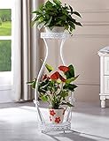 フラワースタンド ヨーロッパの2層錬鉄階フラワーポットシェルフは、植物は花バルコニー、屋内、リビングルームのラダーについてラック、スタンド ( 色 : 白 , サイズ さいず : L l )