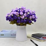 edtara 18-flowerブランチシミュレートカメリアブーケ人工花のウェディングホームオフィス装飾 パープル ljl-jiaju-0316-60
